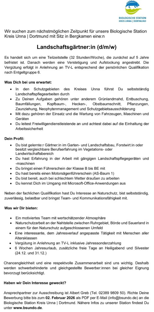 unsere aktuelle Stellenausschreibung